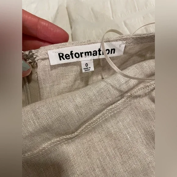 Reformation Beige Halter Midi Dress with Side Buttons - Picture 9 of 10